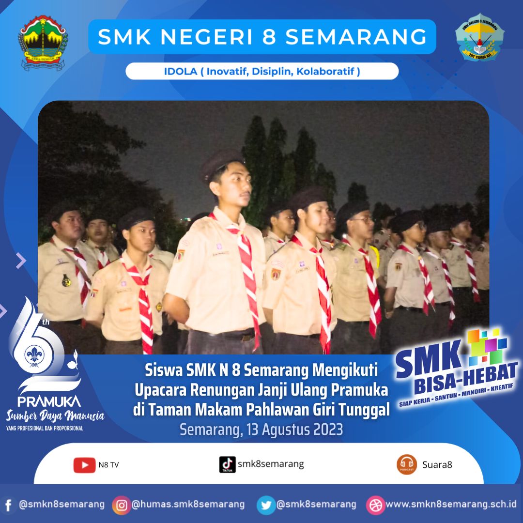 SMK N 8 Semarang Ikuti Upacara Renungan dan Ulang Janji Pramuka di Taman Makam Pahlawan